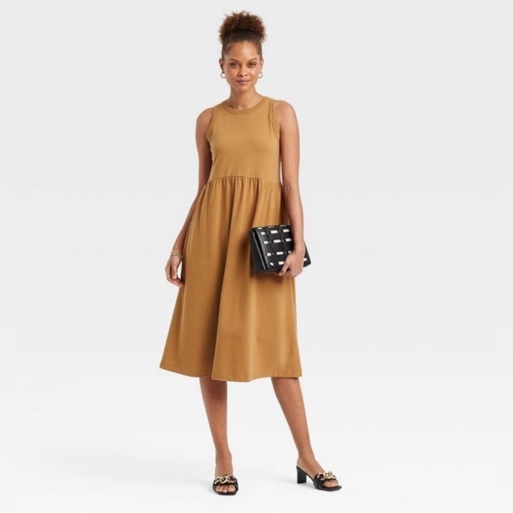 A New Day POCKETS Sleeveless Midi Dress
Size: XS | Color: Mustard/Golden Brown